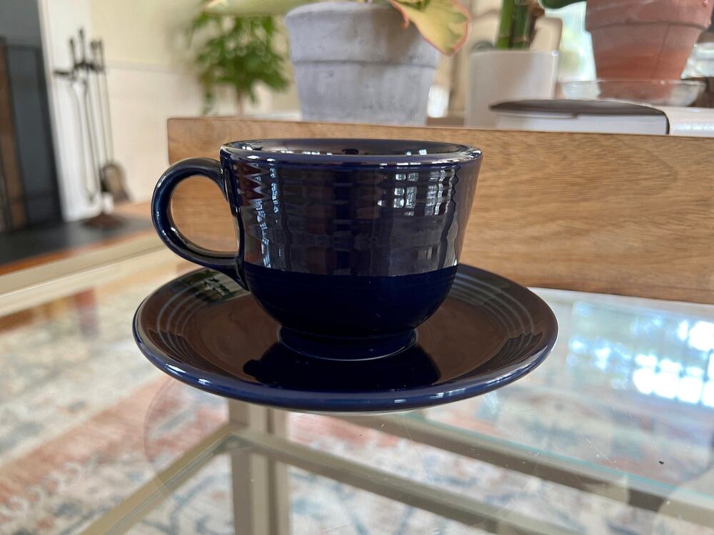 Fiesta Cup and Saucer Cobalt Blue Homer Laughlin China Vintage Dinnerware